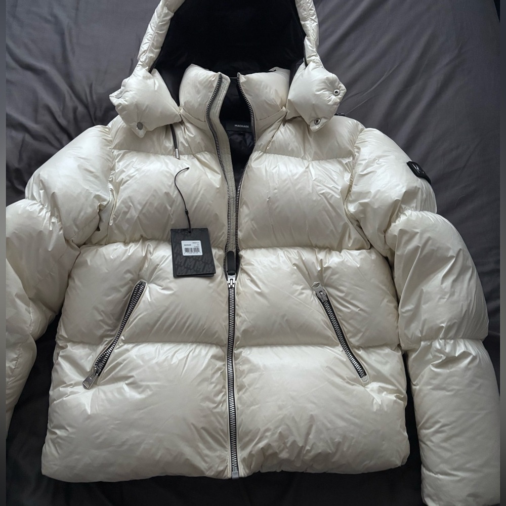 Mackage Kent-Z Cream Puffer Jacket with Hood